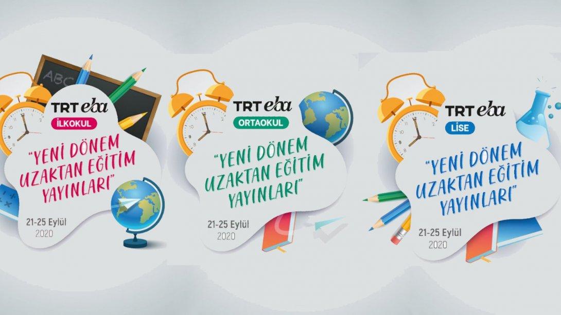 TRT EBA TV 21- 25 EYLÜL DERS PROGRAMI 